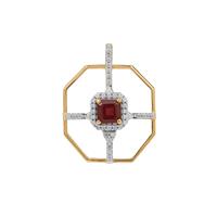 Malagasy Ruby Pendant with White Zircon in 9K Gold 1.25cts (F)