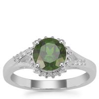 Chrome Diopside Ring with White Zircon in Sterling Silver 1.67cts