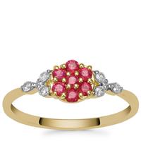 Greenland Ruby Ring with Canadian Diamond in 9K Gold 0.35ct