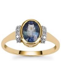 Ceylon Blue Sapphire Ring with Diamond in 9K Gold 1.60cts