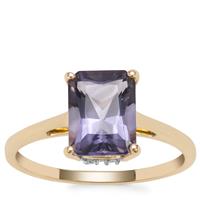 Blueberry Quartz Ring with Diamond in 9k Gold 2cts
