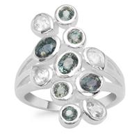 Natural Umba Sapphire Ring with White Zircon in Sterling Silver 2.77cts