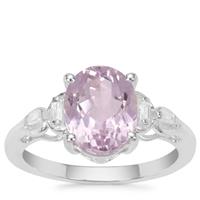Brazilian Kunzite Ring with White Zircon in Sterling Silver 3.68cts