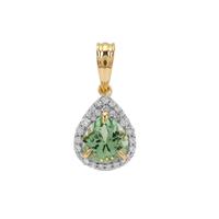 Congo Green Tourmaline Pendant with Diamond in 18K Gold 1.35cts