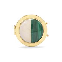 Malachite Locket with White Agate in Gold Plated Sterling Silver 17.44cts