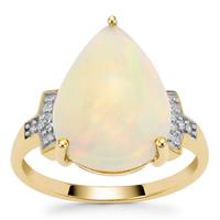 Ethiopian Opal Ring with Diamond in 9K Gold 5cts