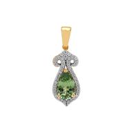 Congo Green Tourmaline Pendant with Diamond in 18K Gold 1.25cts