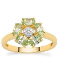 Kijani Garnet Ring with Diamonds in 9K Gold 1.35cts