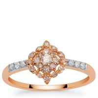 Natural Pink Diamonds Ring with White Diamonds in 9K Rose Gold 0.26ct