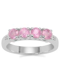 Ilakaka Hot Pink Sapphire Ring with White Zircon in Sterling Silver 1.56cts