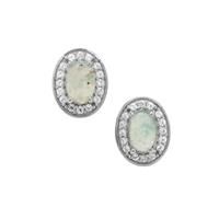 Gem-Jelly™ Aquaprase™ Earrings with White Zircon in Platinum Plated Sterling Silver 1.10cts