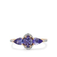 AA Tanzanite Ring with White Zircon in 9K Gold 1.50cts