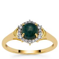 Grandidierite Ring with White Zircon in 9K Gold 1.15cts