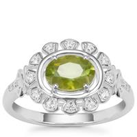 Ambilobe Sphene Ring with White Zircon in Sterling Silver 1.30cts