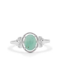 Gem-Jelly™ Aquaprase™ & White Sapphire Sterling Silver Ring ATGW 1.40cts