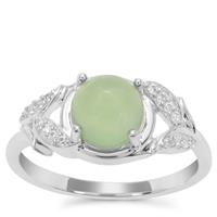 Imperial Serpentine Ring with White Zircon in Sterling Silver 1.63cts