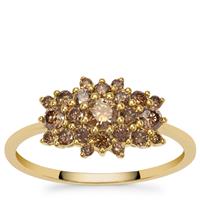 Cape Champagne Diamonds Ring in 9K Gold 0.76ct