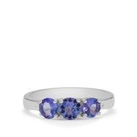 Tanzanite Ring with White Zircon in Sterling Silver 1.20cts