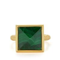 Congo Malachite Ring in Gold Tone Sterling Silver 6.20cts