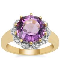 African Amethyst Decadence Ring with White Zircon in Gold Plated Sterling Silver 3.50cts