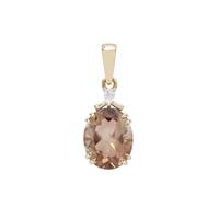 Padparadscha Oregon Sunstone Pendant with White Zircon in 9K Gold 3.30cts