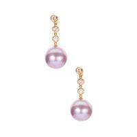 Naturally Coloured Purple Cultured Pearl & White Topaz Sterling Silver Earrings  (9.5mm)