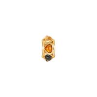 Baltic Champagne, Green & Cognac Amber Charm in Gold Plated Sterling Silver
