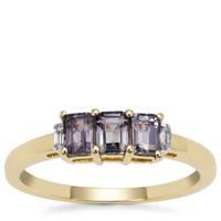 Burmese Grey Spinel Ring with White Zircon in 9K Gold 1.15cts