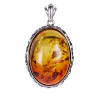 Baltic Ombre Amber (18x25mm) Pendant in Sterling Silver 
