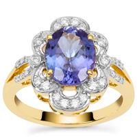 AAA Tanzanite Ring with Diamond in 18K Gold 2.65cts