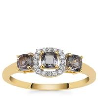 Burmese Pink Spinel Ring with White Zircon in 9K Gold 1cts