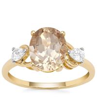 Champagne Danburite Ring with White Zircon in 9K Gold 2.83cts