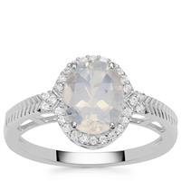 Blue Moon Quartz Ring with White Zircon in Sterling Silver 1.90cts