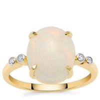 Ethiopian Opal Ring with White Zircon in 9K Gold 2.90cts