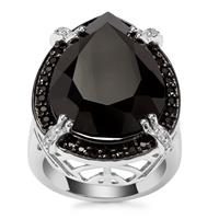 Black Spinel Ring in Sterling Silver 23.72cts