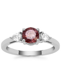 Burmese Pink Spinel & White Zircon Sterling Silver Ring ATGW 1.38cts