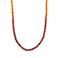 Baltic Cognac, Cherry & Champagne Amber Ombre Necklace in Gold Tone Sterling Silver 