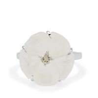 Optic Quartz, Serenite Ring with White Zircon in Sterling Silver 9.25cts