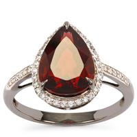 Red Garnet Ring with Diamonds in 14K Gold 4.80cts
