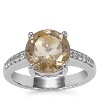 Bahia Rutilite Ring with White Zircon in Sterling Silver 3.34cts