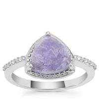 Rose Cut Tanzanite Ring with White Zircon in Sterling Silver 2.91cts