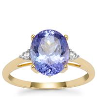 AA Tanzanite Ring with White Zircon in 9K Gold 3.40cts