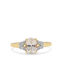 Champagne Danburite Ring with Diamond in 9K Gold 1.20cts