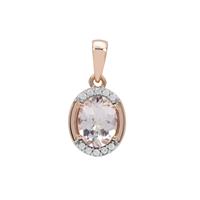 Nigerian Morganite Pendant with White Zircon in 9K Rose Gold 1.65cts