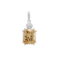Sahl Cut Champagne Quartz Pendant with White Zircon in Sterling Silver 5.90cts