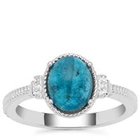 Neon Apatite Ring with White Zircon in Sterling Silver 2.40cts