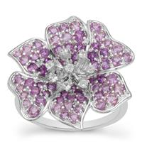 Ombre Floral Fiore Ametista Amethyst Ring with White Topaz in Sterling Silver 1.55cts