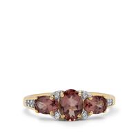 Rosé Apatite Ring with White Zircon in 9K Gold 2.05cts