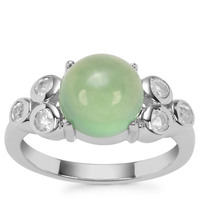 Serpentine Ring with White Zircon in Sterling Silver 3.81cts