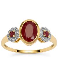 Burmese Ruby Ring with Diamond in 9K Gold 1.85cts